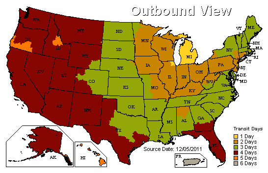 UPS Transit Day Chart